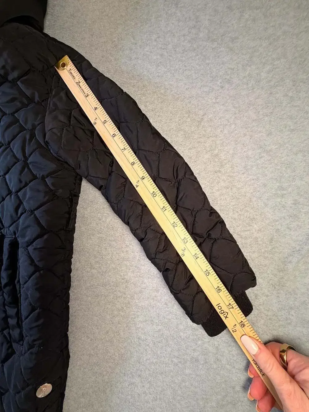 Juicy Couture Quilted Puffer Jacket Size S 7/8 Black Hooded Coat